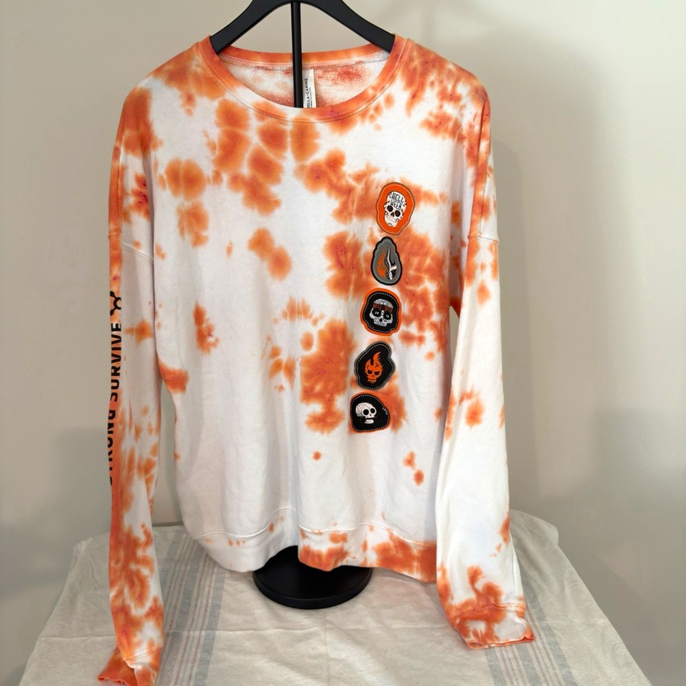 Bella + Canvas Fleece Collection Women's XL Tie-Dye Halloween Patch Sweatshirt